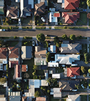 Tops of houses in a neighborhood