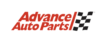 advance auto parts logo, featuring company name in red and a racing stripe design on the right side