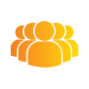 Orange icon of five people