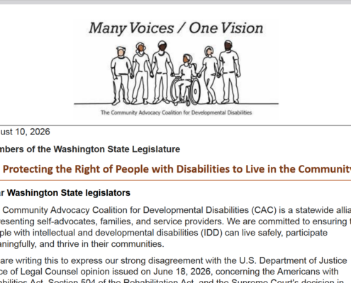 screenshot of CAC letter to the Washinton State Legislature
