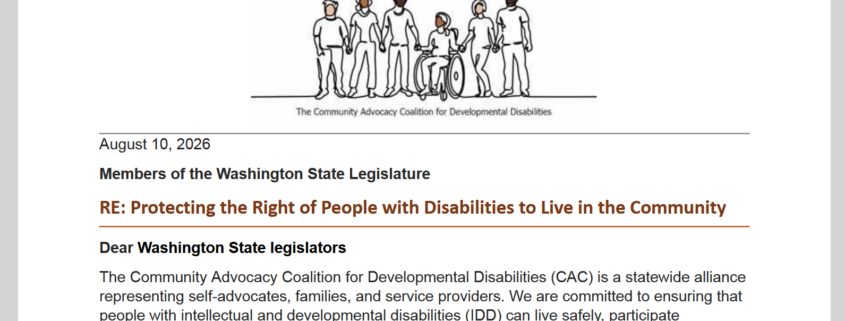 screenshot of CAC letter to the Washinton State Legislature